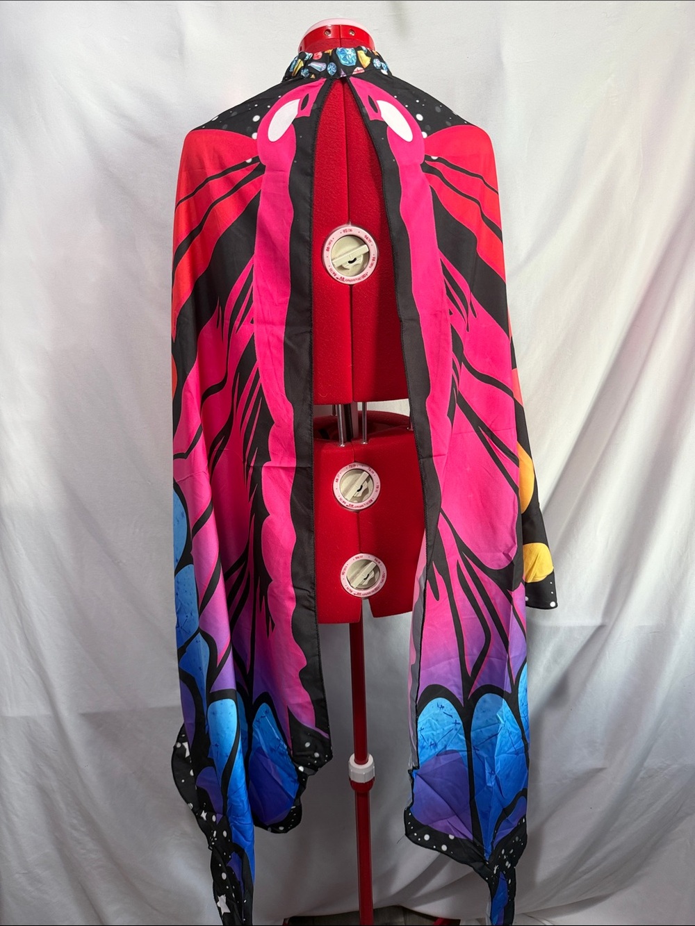 Bold Multicolor Butterfly Cape Jacket in Hot Pink & Blue